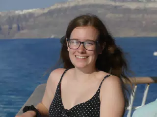 Madeline on the Ferry from Santorini