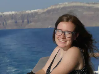 Madeline on the Ferry from Santorini