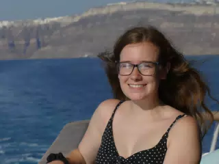 Madeline on the Ferry from Santorini