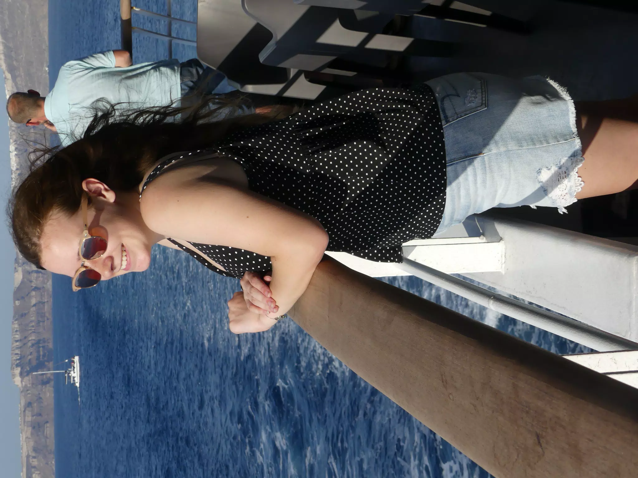 Madeline on the Ferry from Santorini