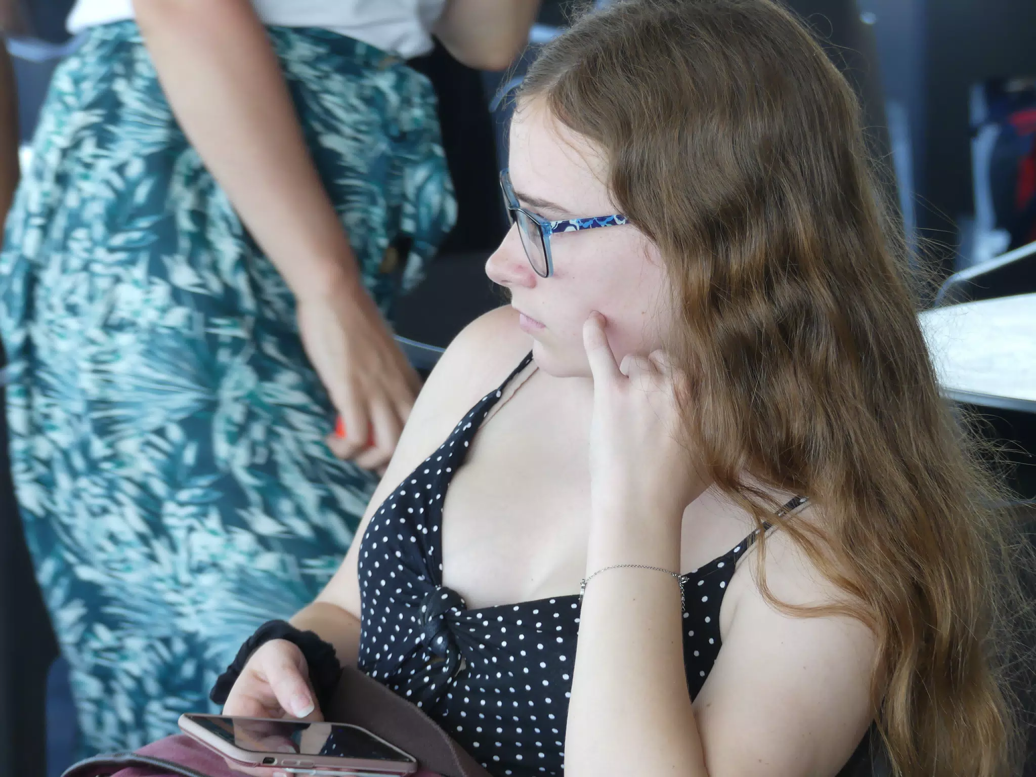 Madeline on the Ferry from Santorini