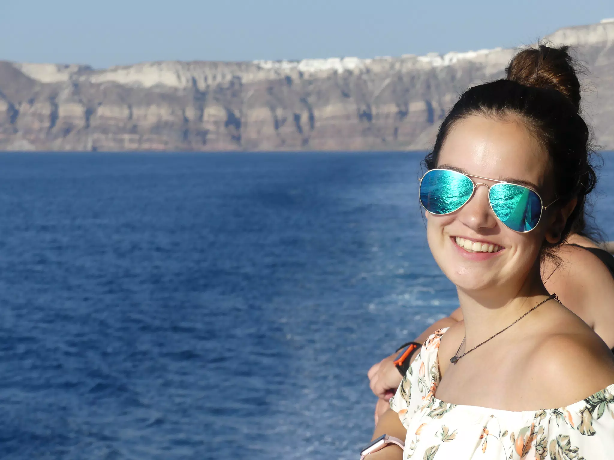 Emily on Ferry from Santorini to Crete