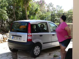 Dominica Posing with the Fiat Panda in Aptera, Crete