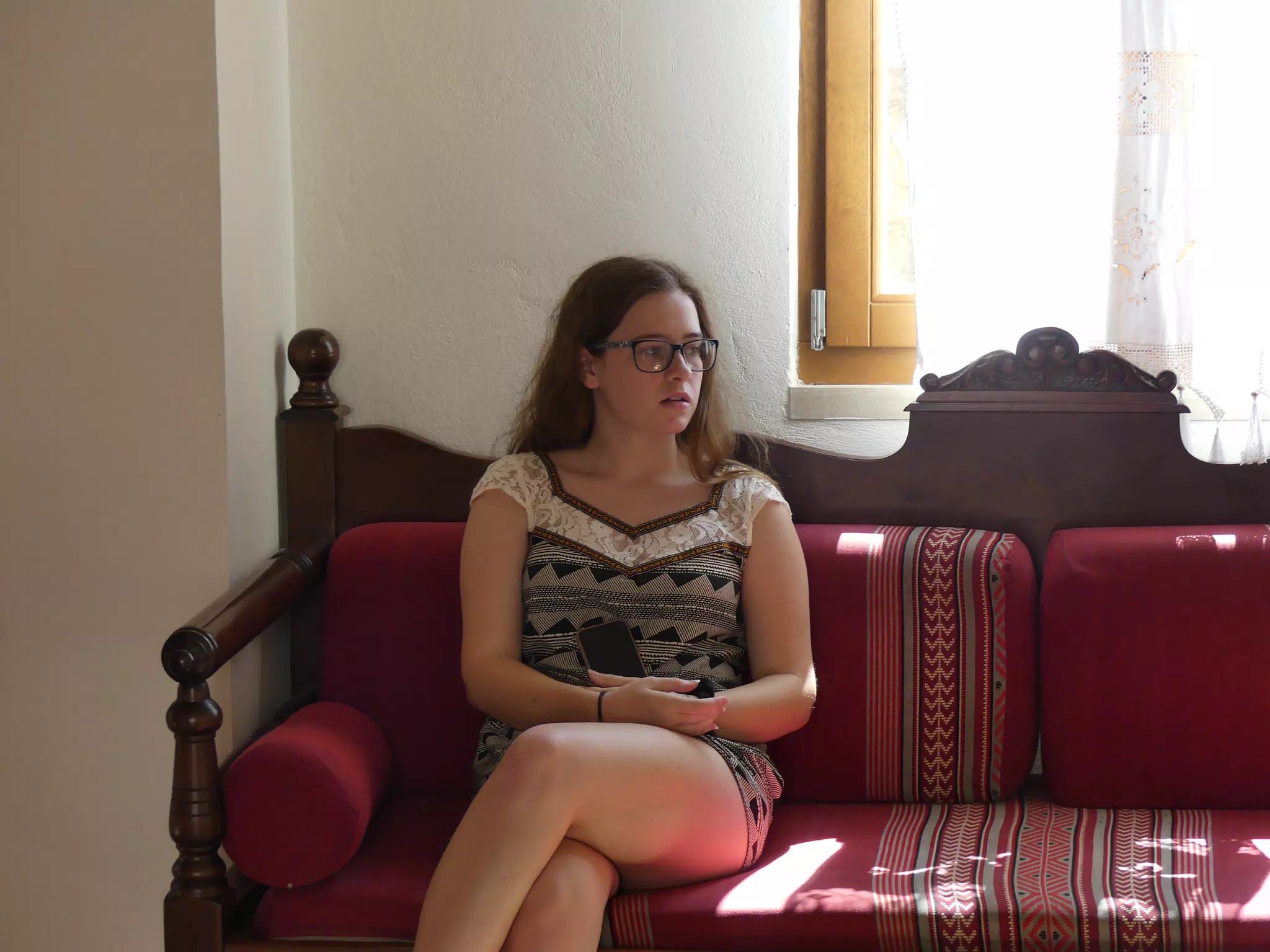 Madeline in Our Aptera Apartment