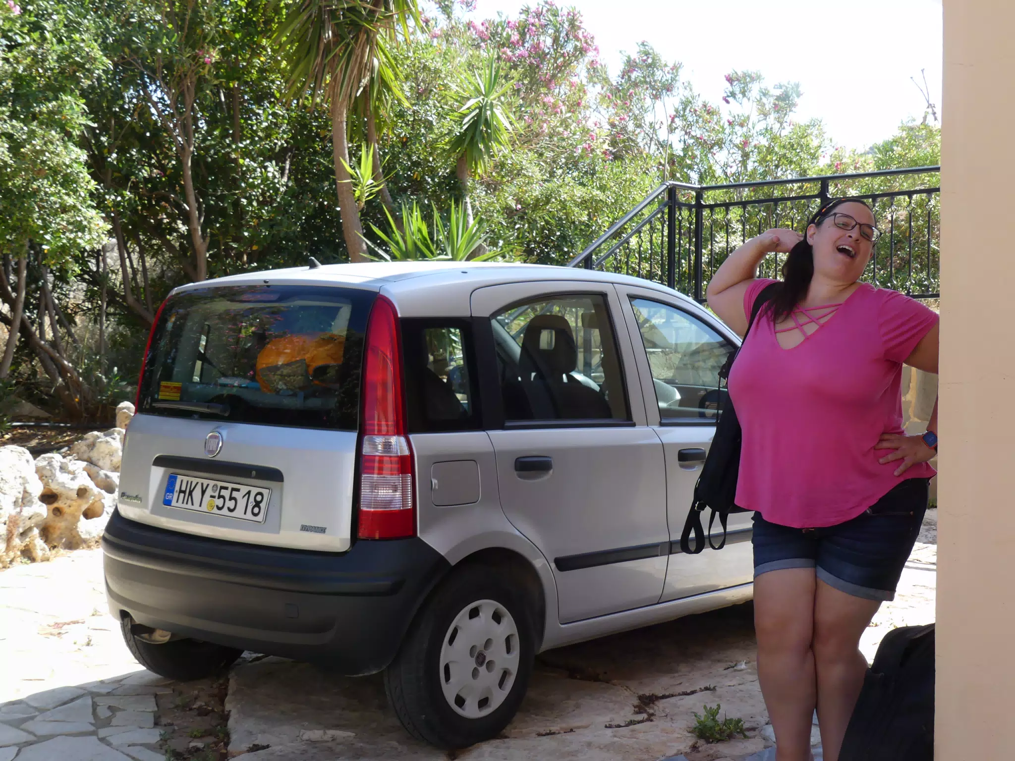 Dominica Posing with the Fiat Panda in Aptera, Crete