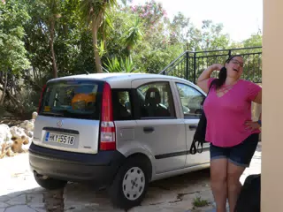 Dominica Posing with the Fiat Panda in Aptera, Crete