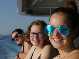 Emily & Madeline on the Ferry from Santorini to Crete