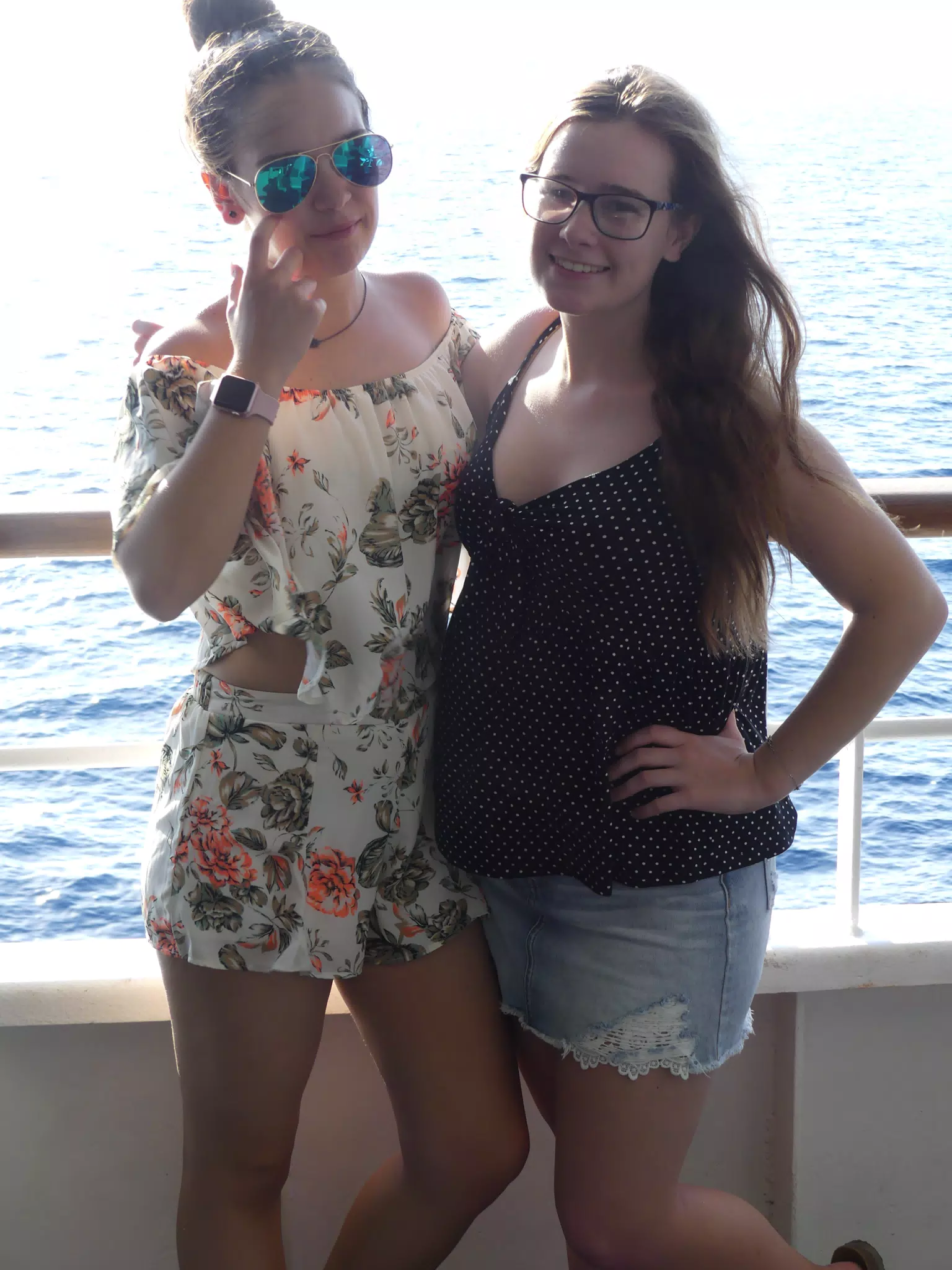 Emily & Madeline on the Ferry from Santorini to Crete