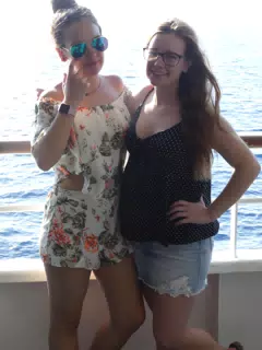 Emily & Madeline on the Ferry from Santorini to Crete