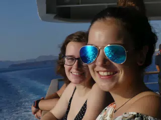 Emily & Madeline on the Ferry from Santorini to Crete