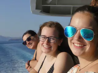 Dominica, Emily & Madeline on the Ferry from Santorini to Crete