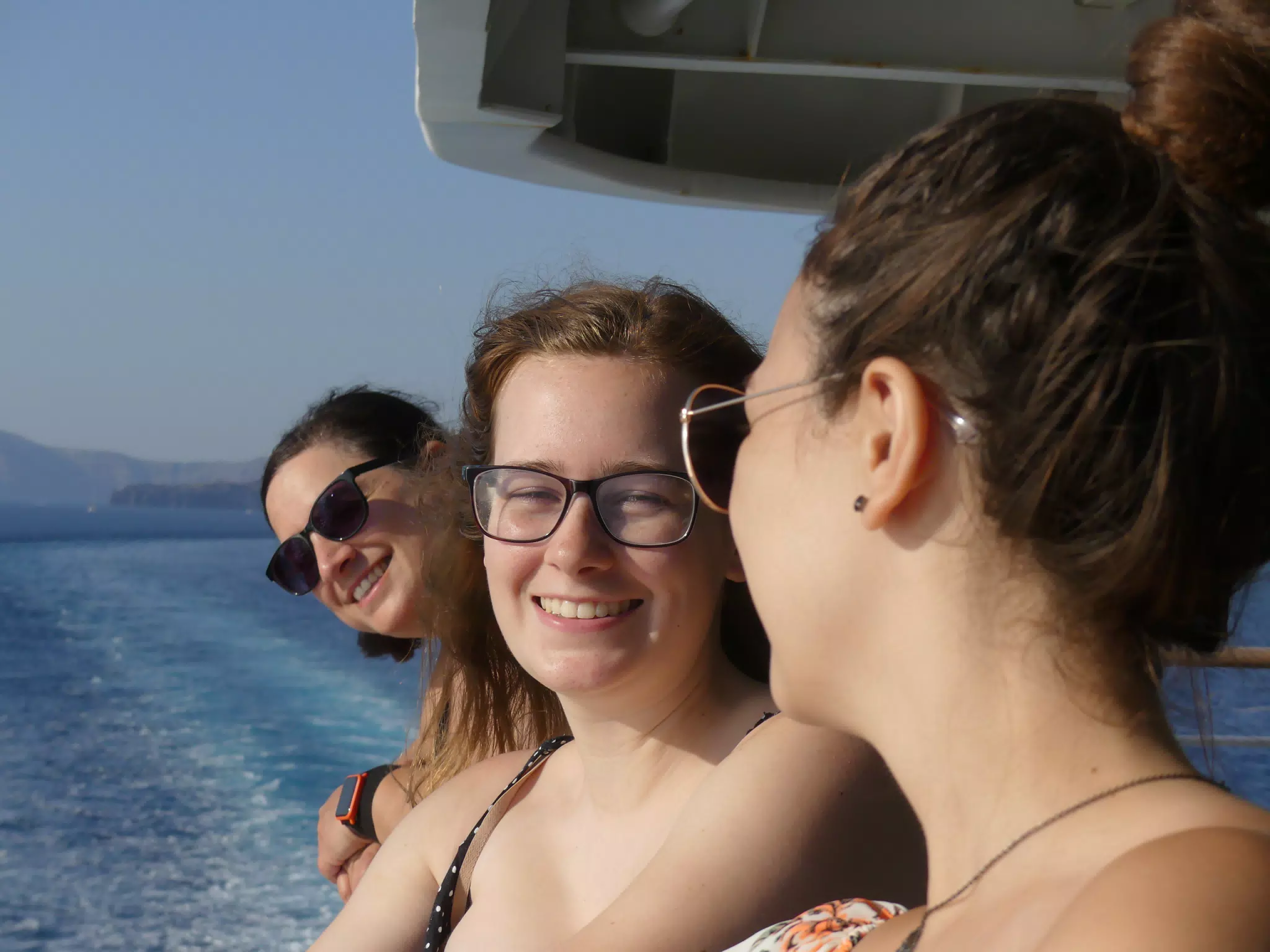 Dominica, Emily & Madeline on the Ferry from Santorini to Crete