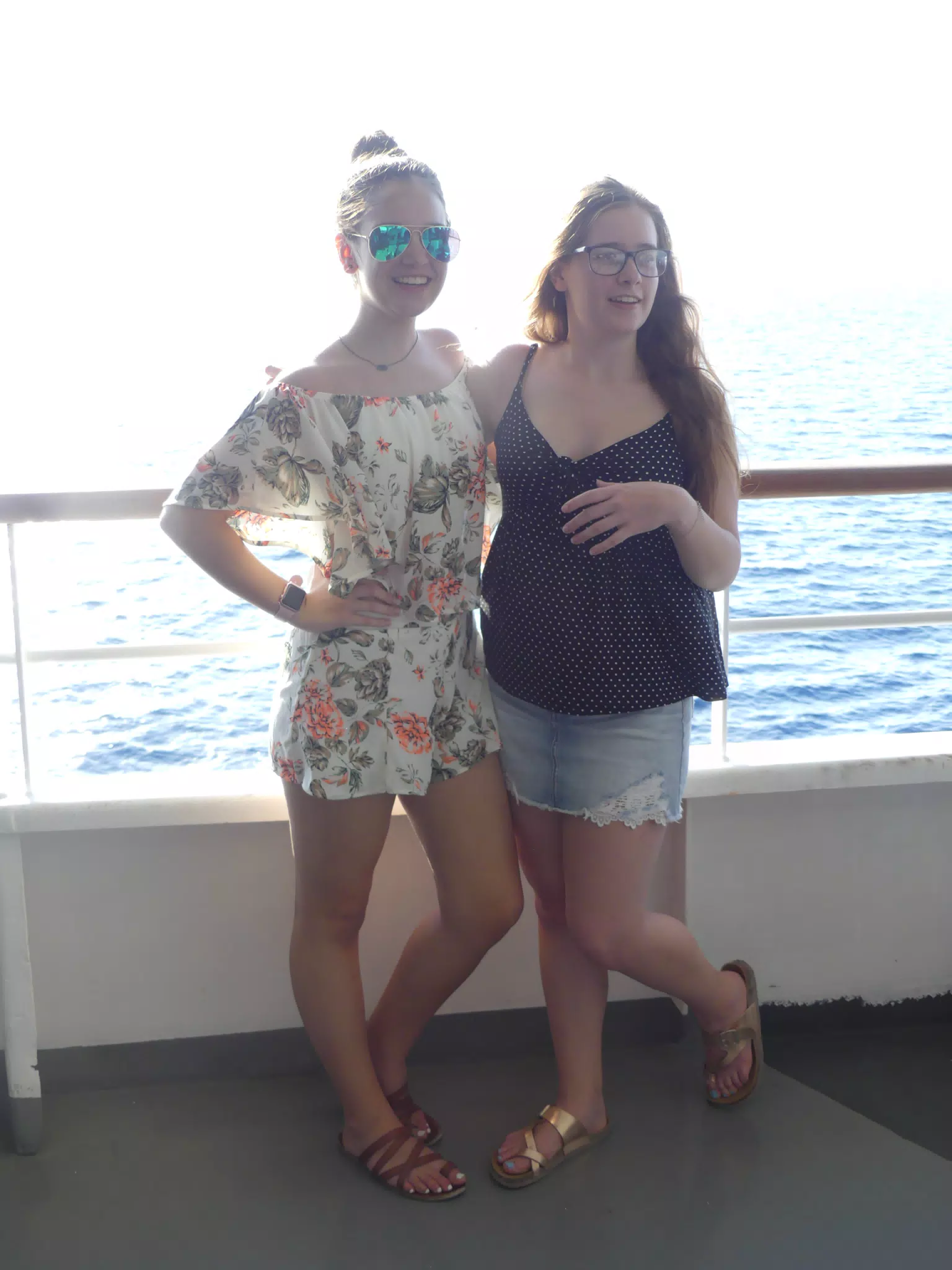 Emily & Madeline on the Ferry from Santorini to Crete