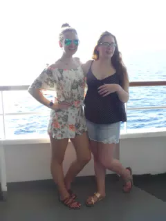 Emily & Madeline on the Ferry from Santorini to Crete