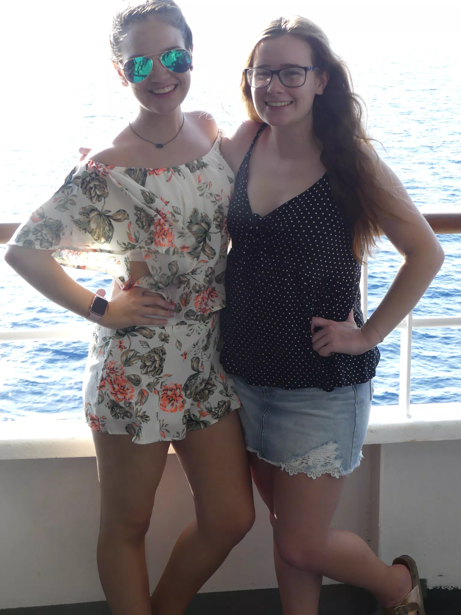 Emily & Madeline on the Ferry from Santorini to Crete