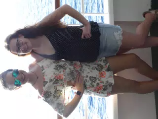 Emily & Madeline on the Ferry from Santorini to Crete