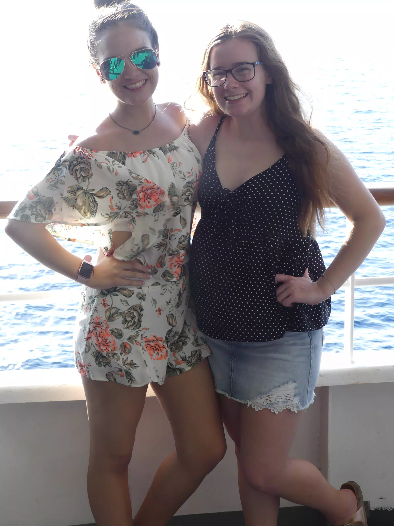 Emily & Madeline on the Ferry from Santorini to Crete