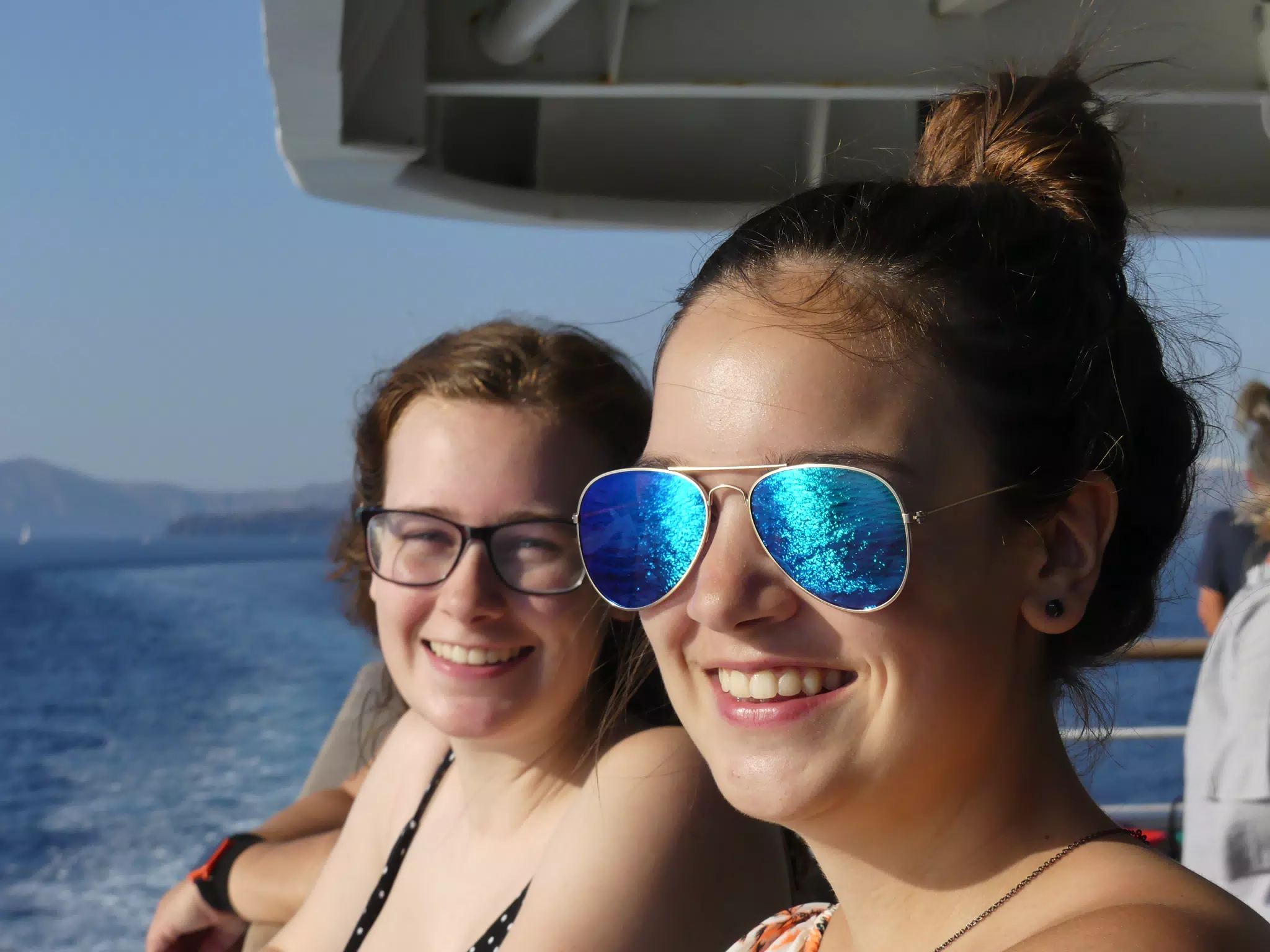 Emily & Madeline on the Ferry from Santorini to Crete