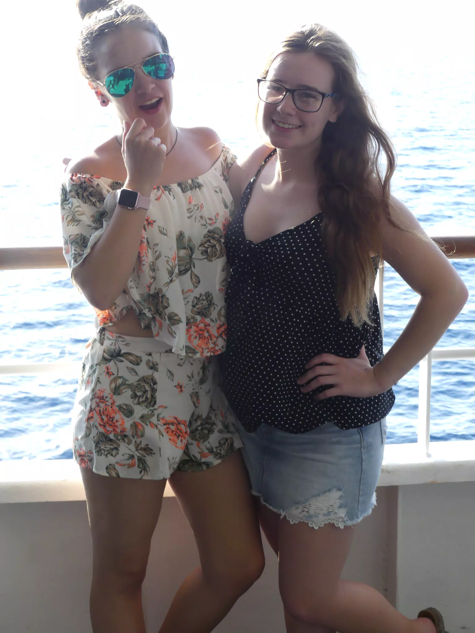 Emily & Madeline on the Ferry from Santorini to Crete