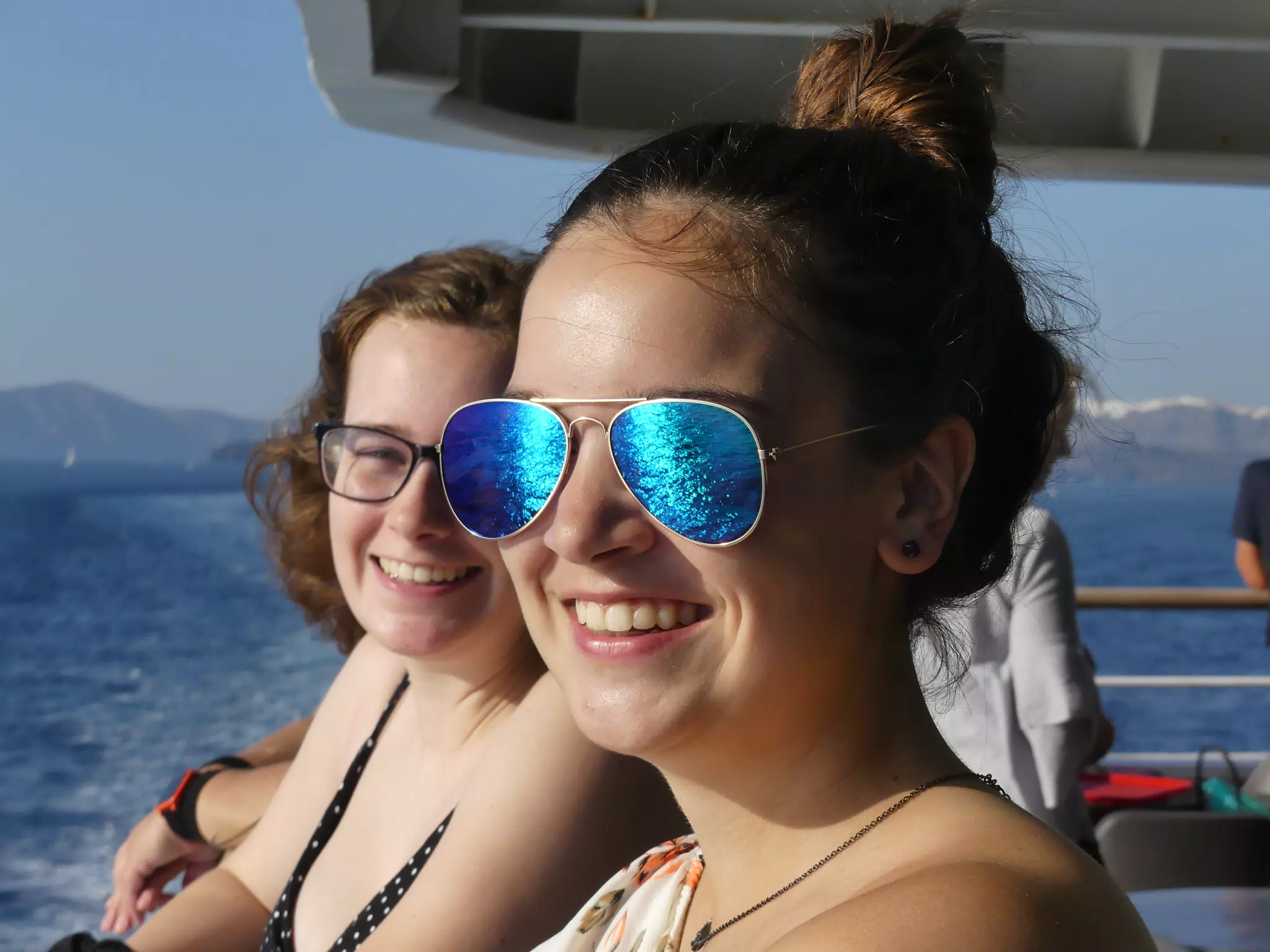 Emily & Madeline on the Ferry from Santorini to Crete