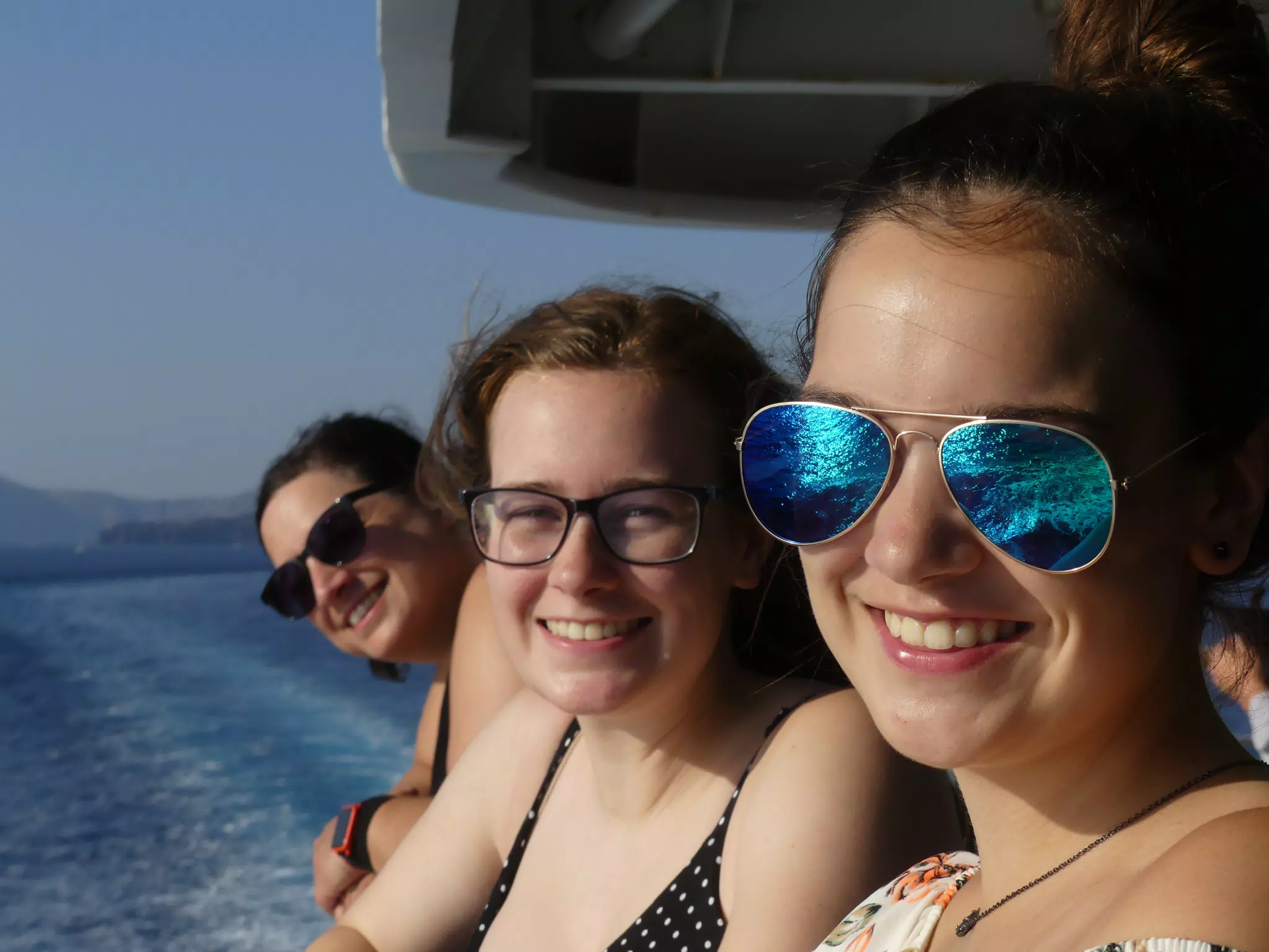 Dominica, Emily & Madeline on the Ferry from Santorini to Crete