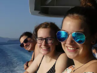 Dominica, Emily & Madeline on the Ferry from Santorini to Crete