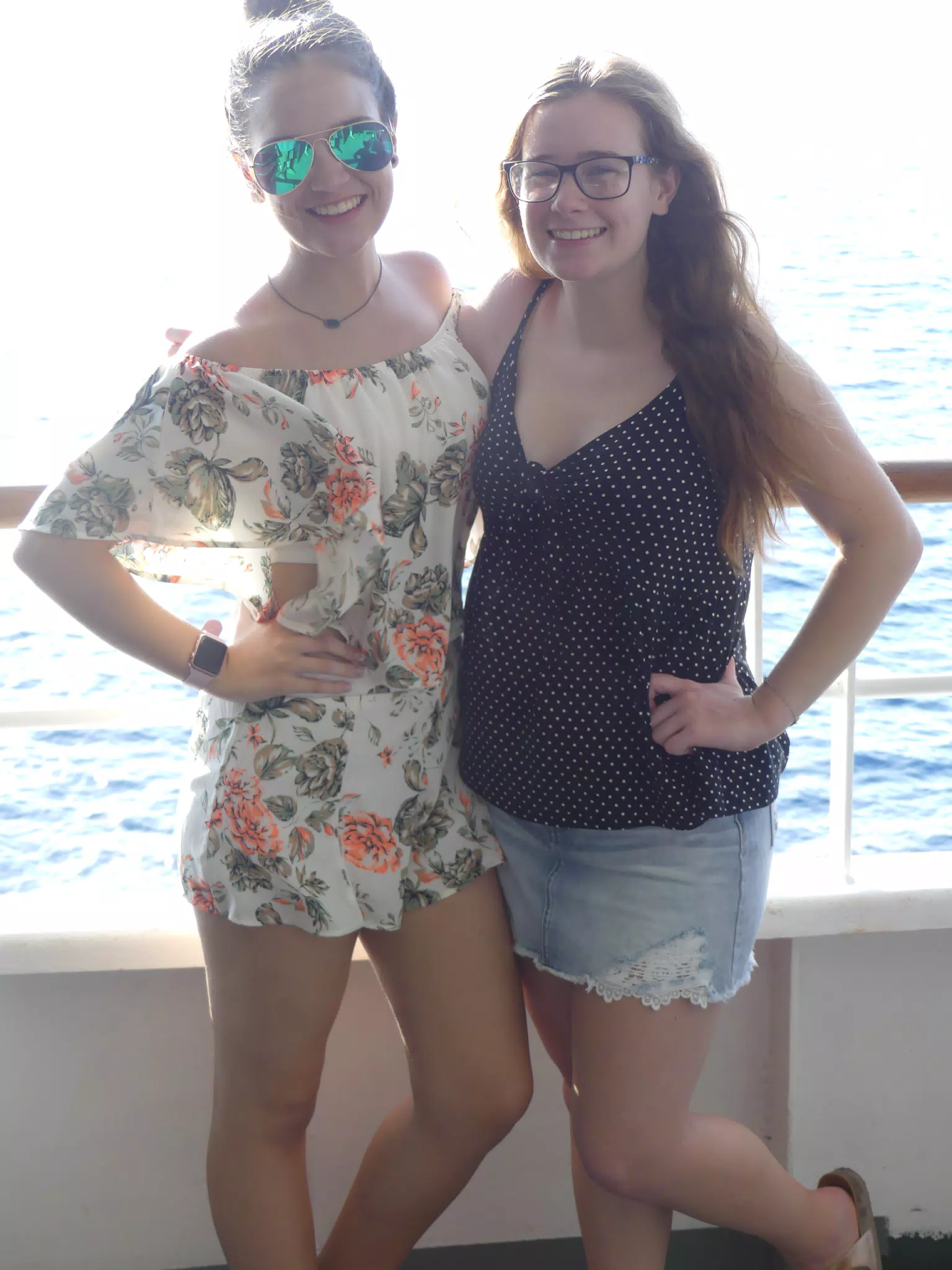 Emily & Madeline on the Ferry from Santorini to Crete