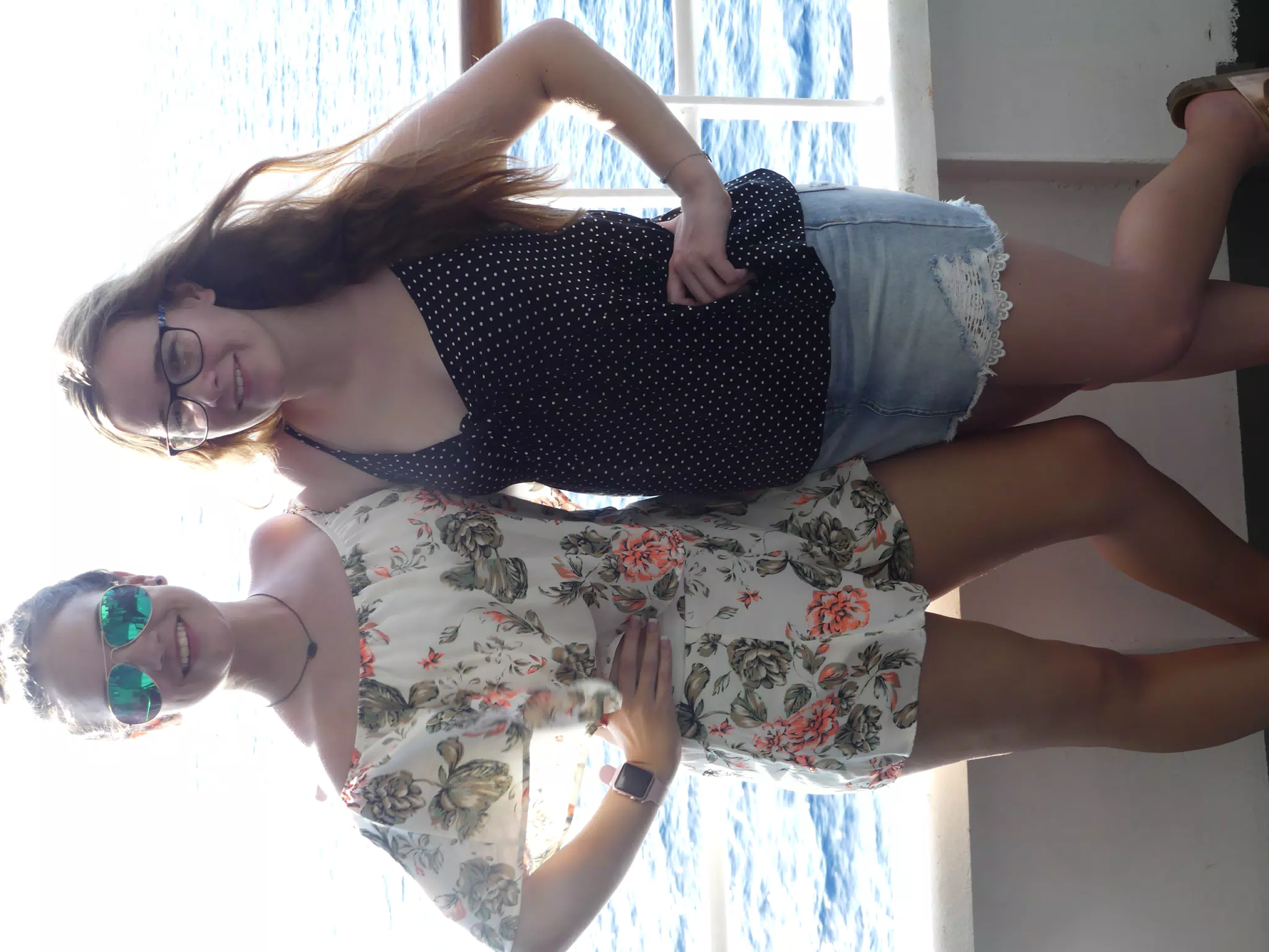 Emily & Madeline on the Ferry from Santorini to Crete
