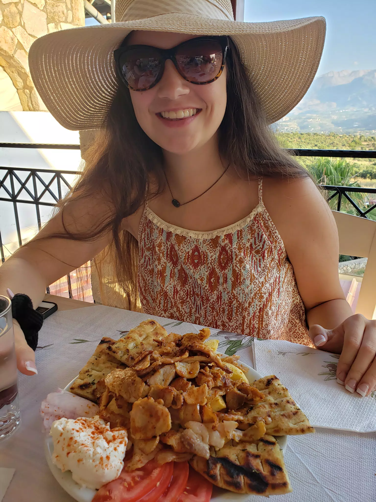 Emily Eating at the Cretan Corner in Aptera