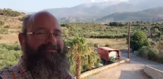 Scott at the Cretan Corner in Aptera