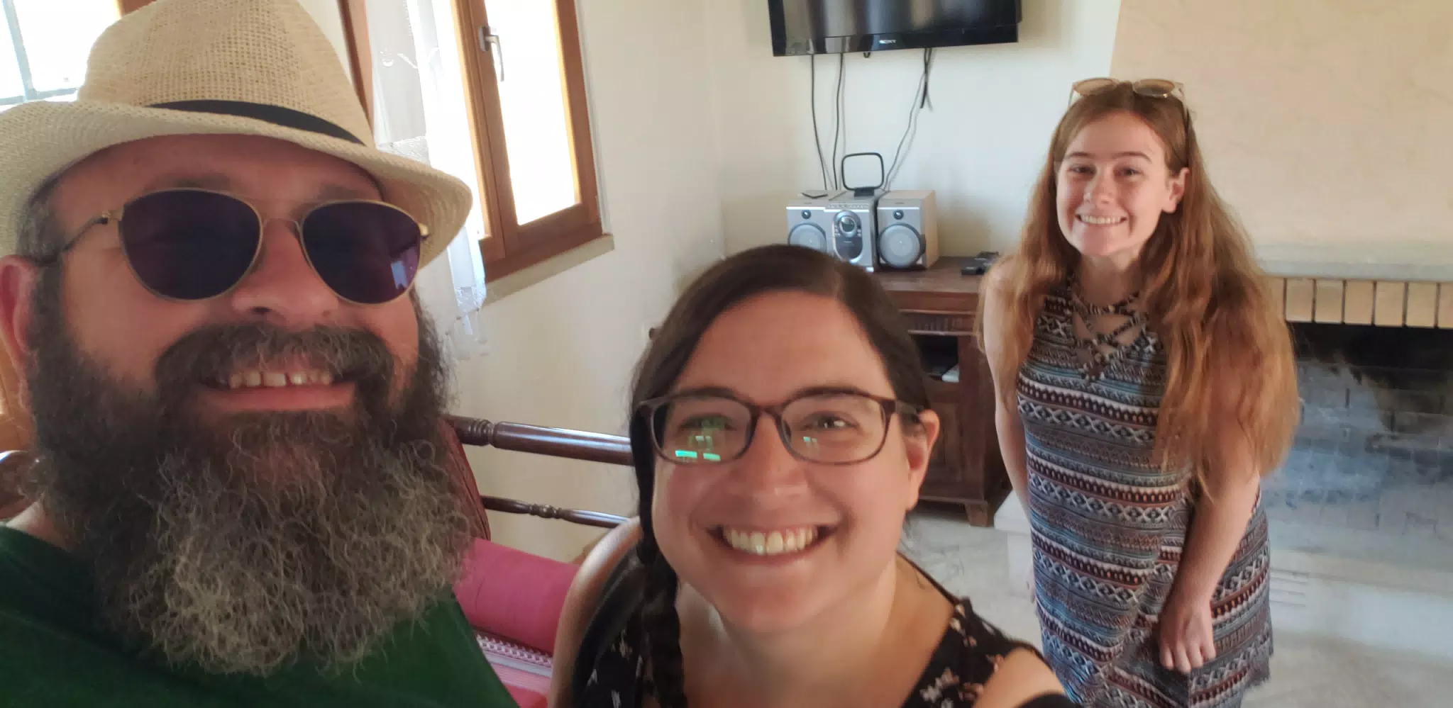 Scott, Dominica and Madeline in Aptera Apartment