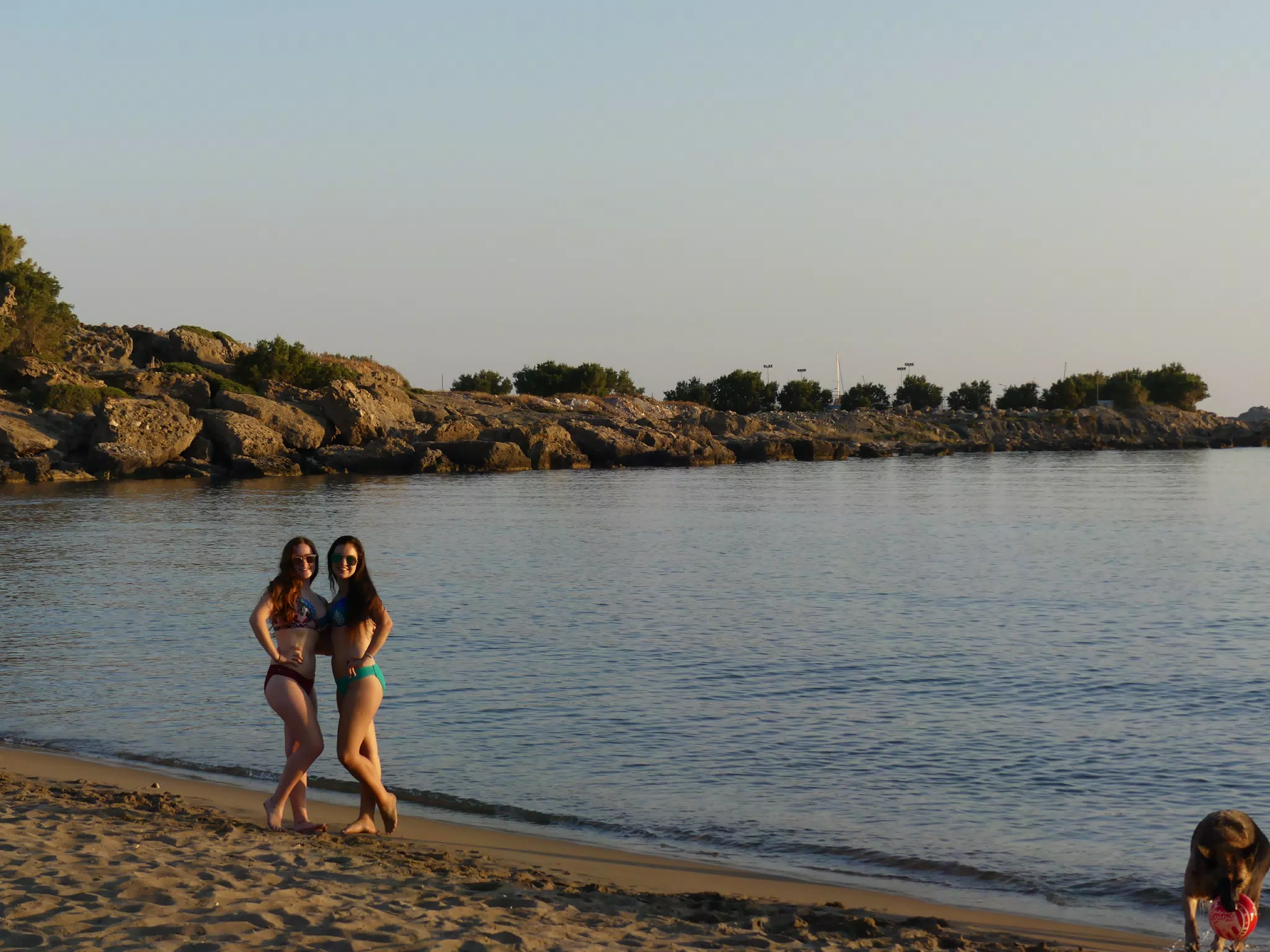 Girls Posing on Beach in Sunset