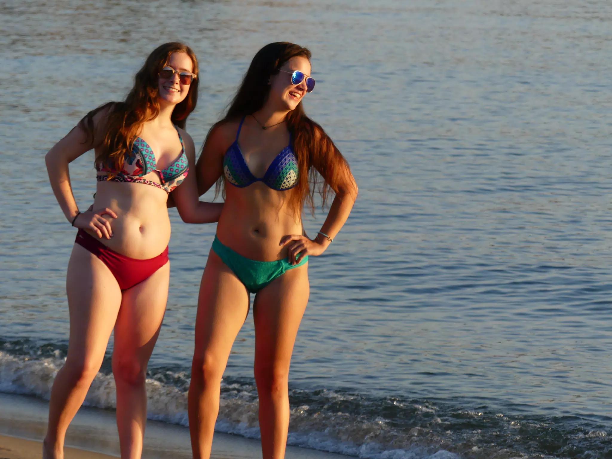 Sisters on Palaiochora Beach at Sunset