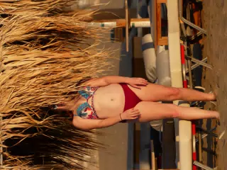 Madeline Stuck in Beach Umbrella