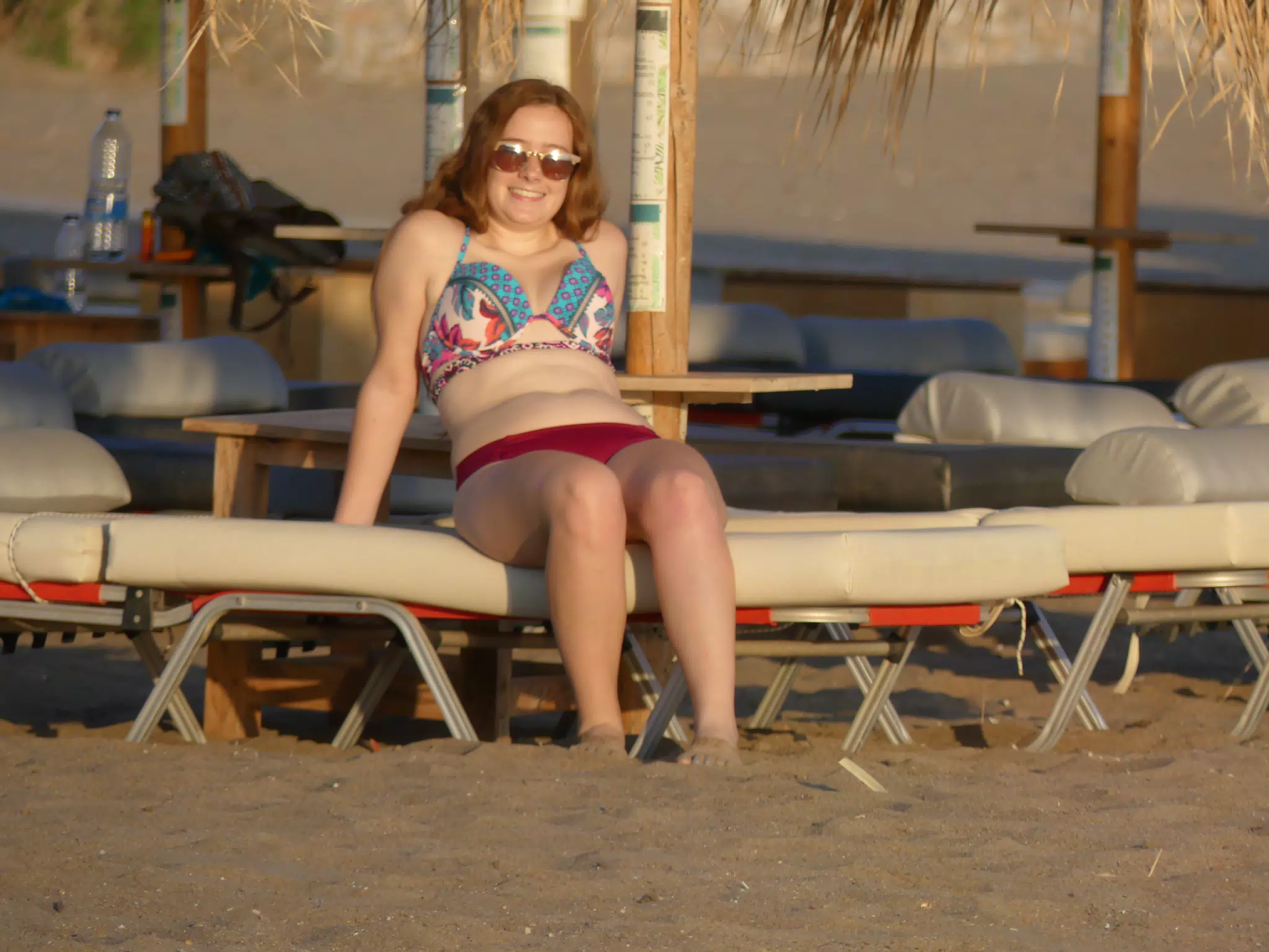 Madeline in Sunglasses at Sunset on Beach