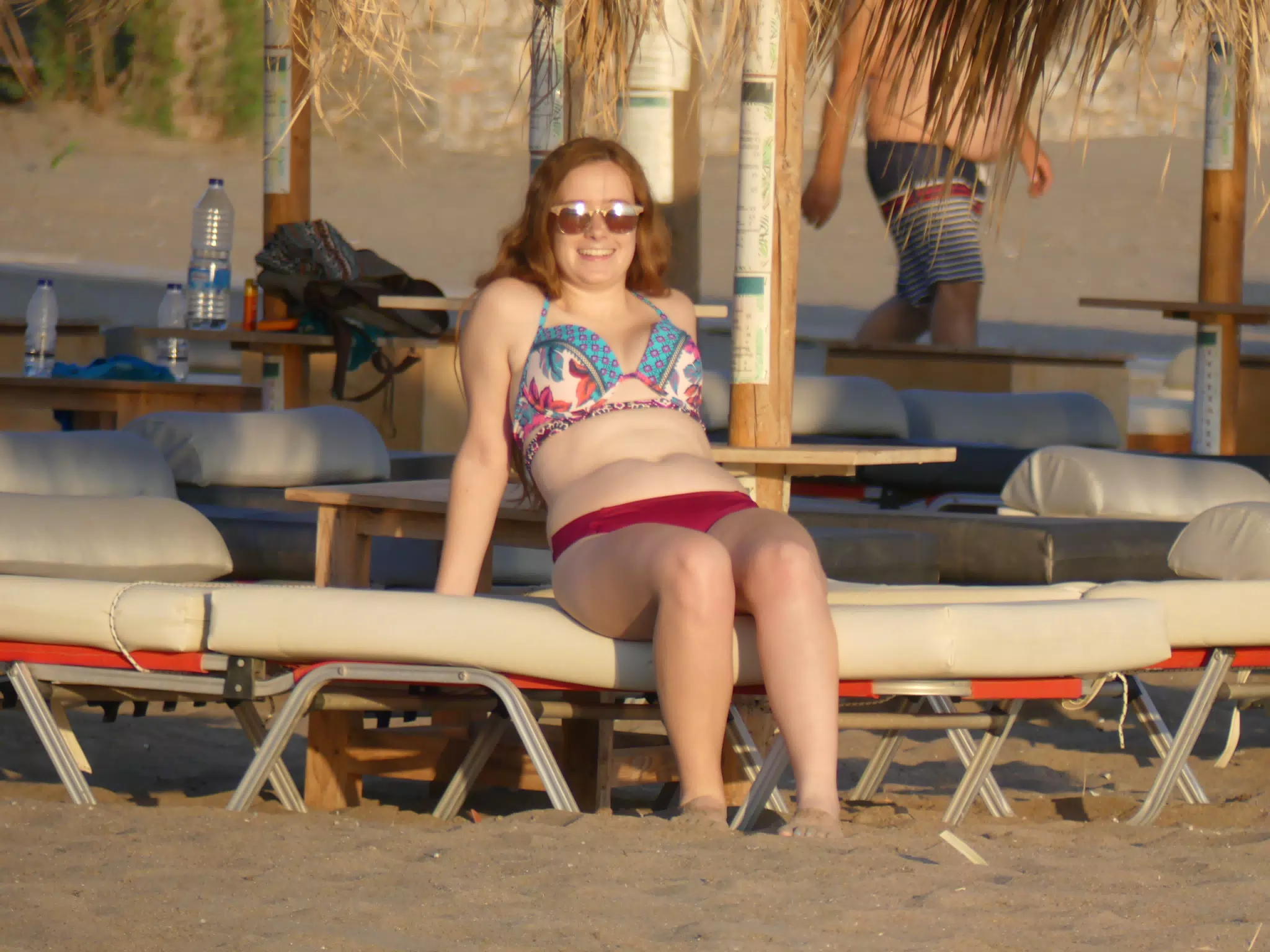 Madeline Sitting on Beach Chair at Palaiochora, Crete