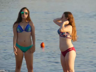 Emily & Madeline on Palaiochora Beach at Sunset