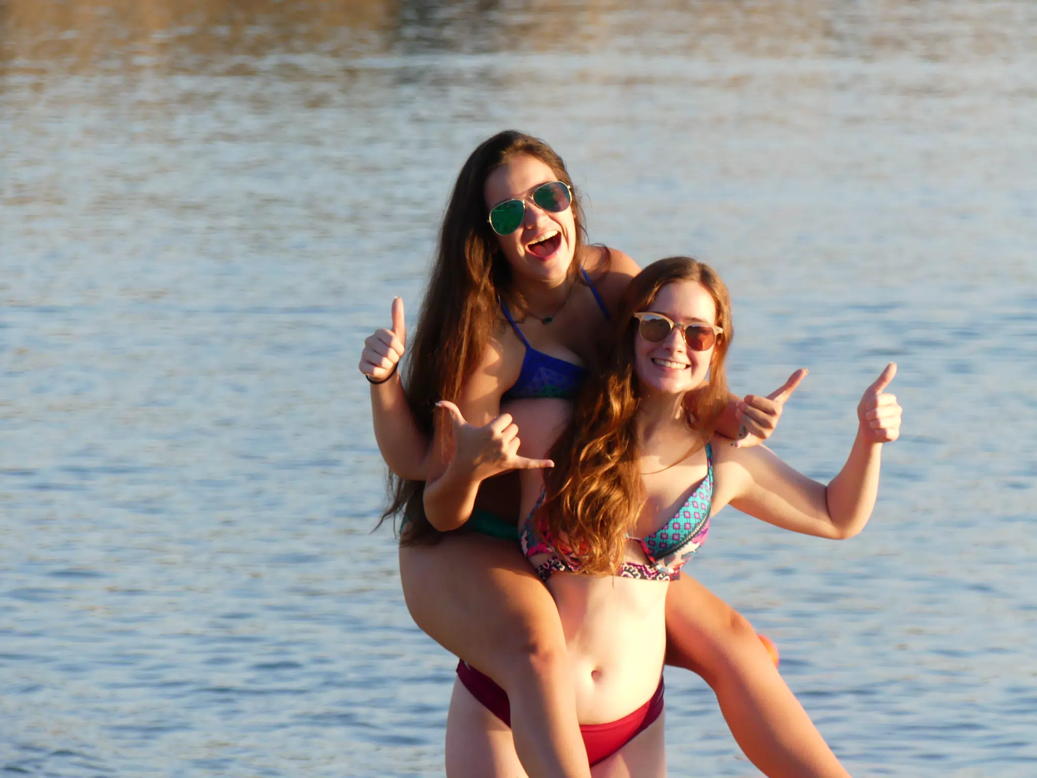 Emily and Madeline on Greek Beach