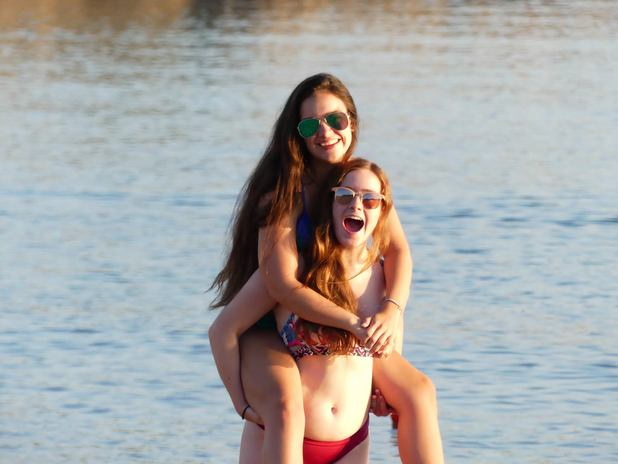 Emily Riding Madeline on Palaiochora Beach, Crete, Greece