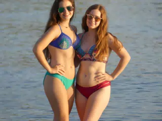 Emily & Madeline in Palaiochora, Crete, Greece on the Beach at Sunset