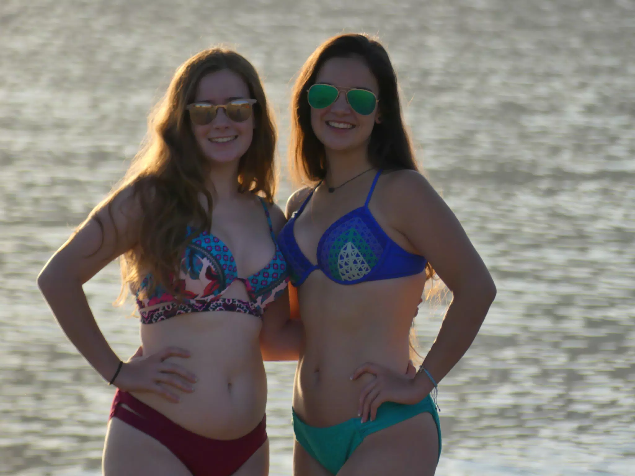 Girls in Sunset Glow on Greek Beach on Crete