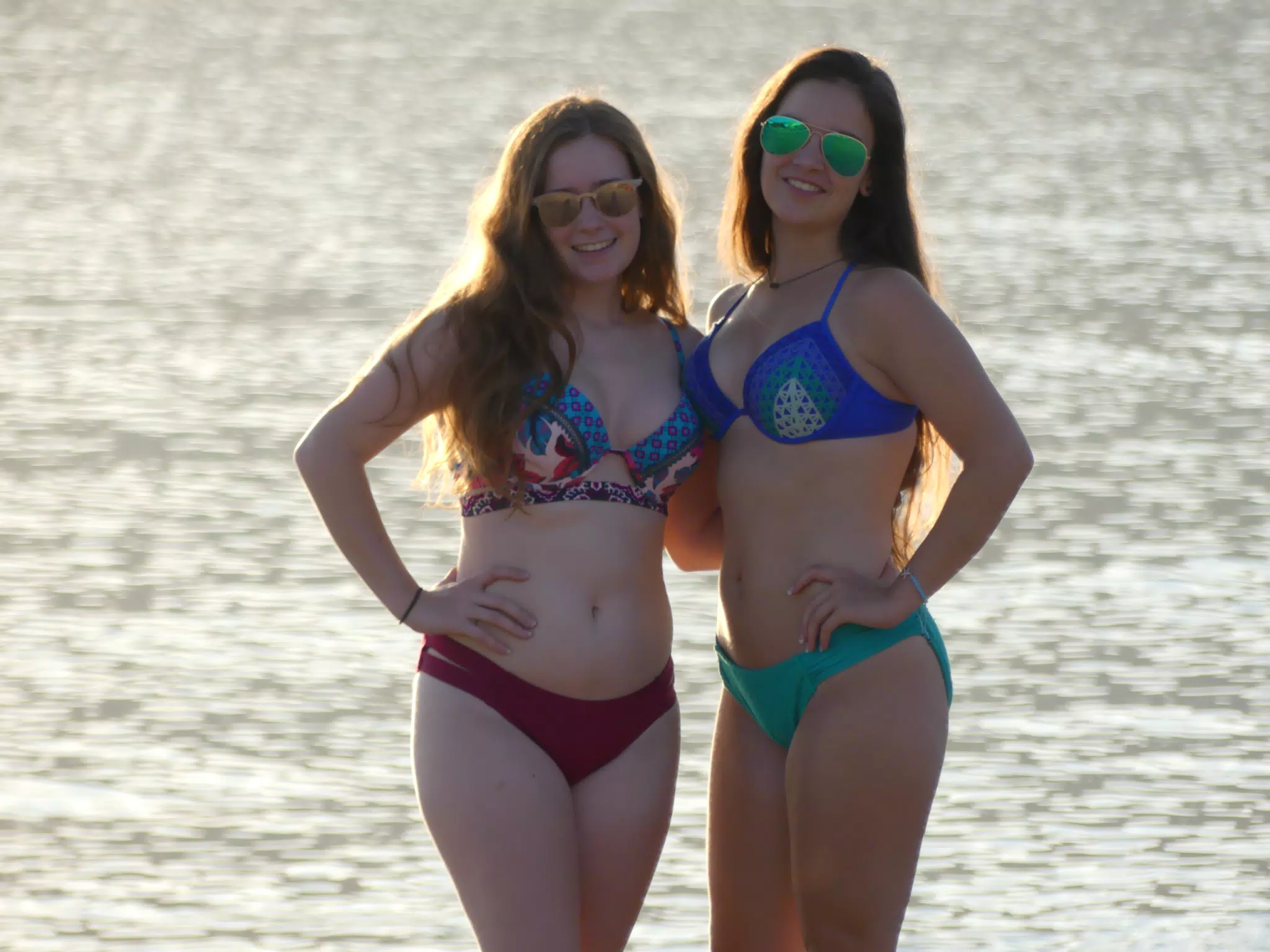 Grice Girls Posing on Greek Beach at Sunset