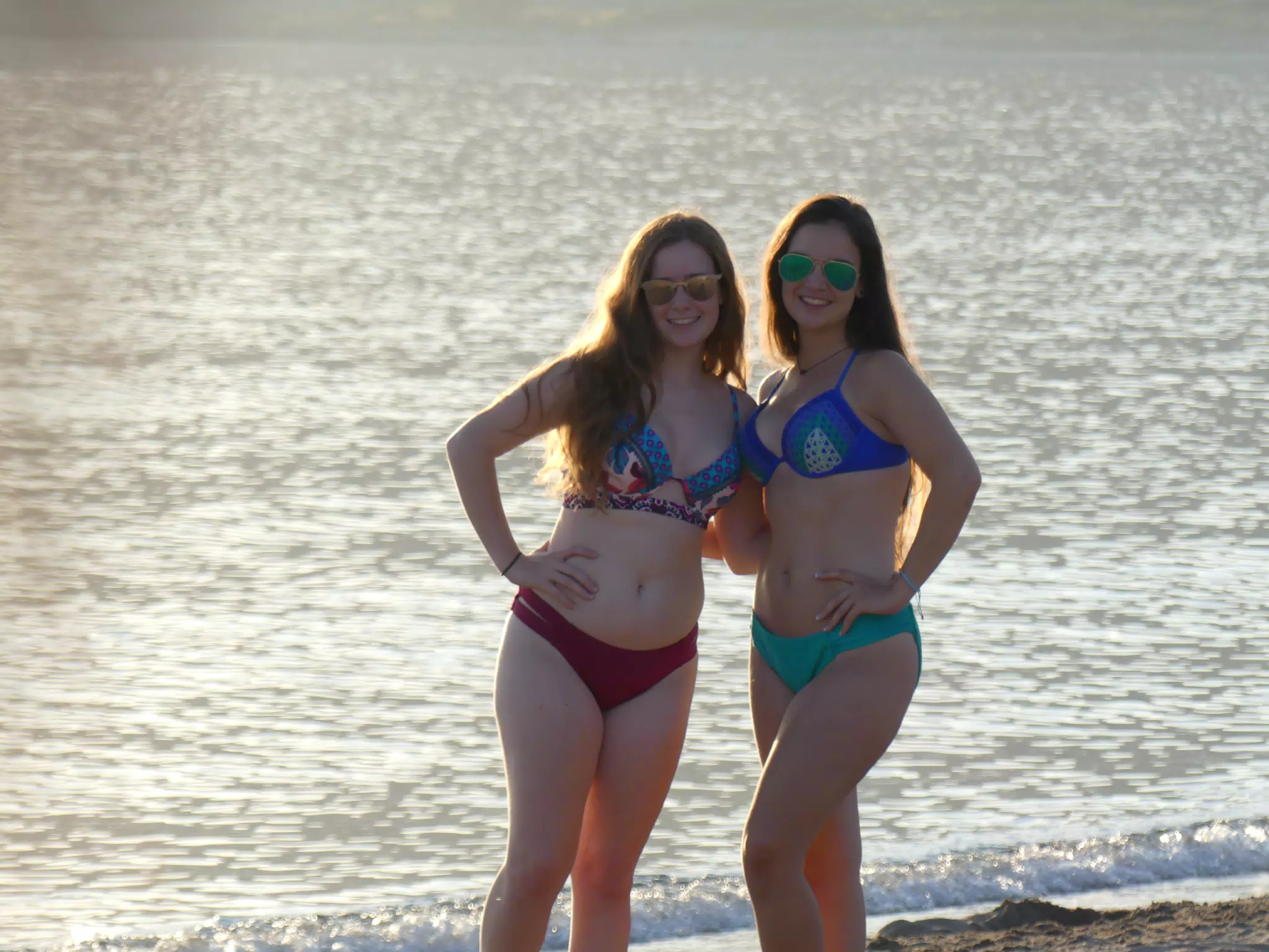 Madeline & Emily in Sunset at Beach in Greece