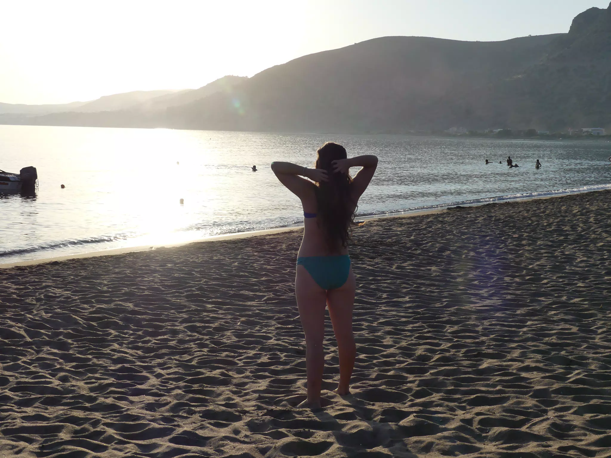 Emily Watching the Sunset on Palaiochora Beach