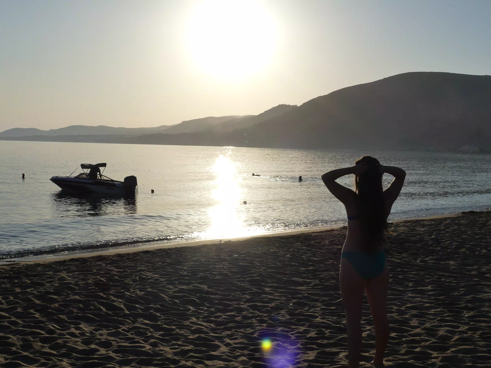 Emily Watching the Sunset from Palaiochora Beach