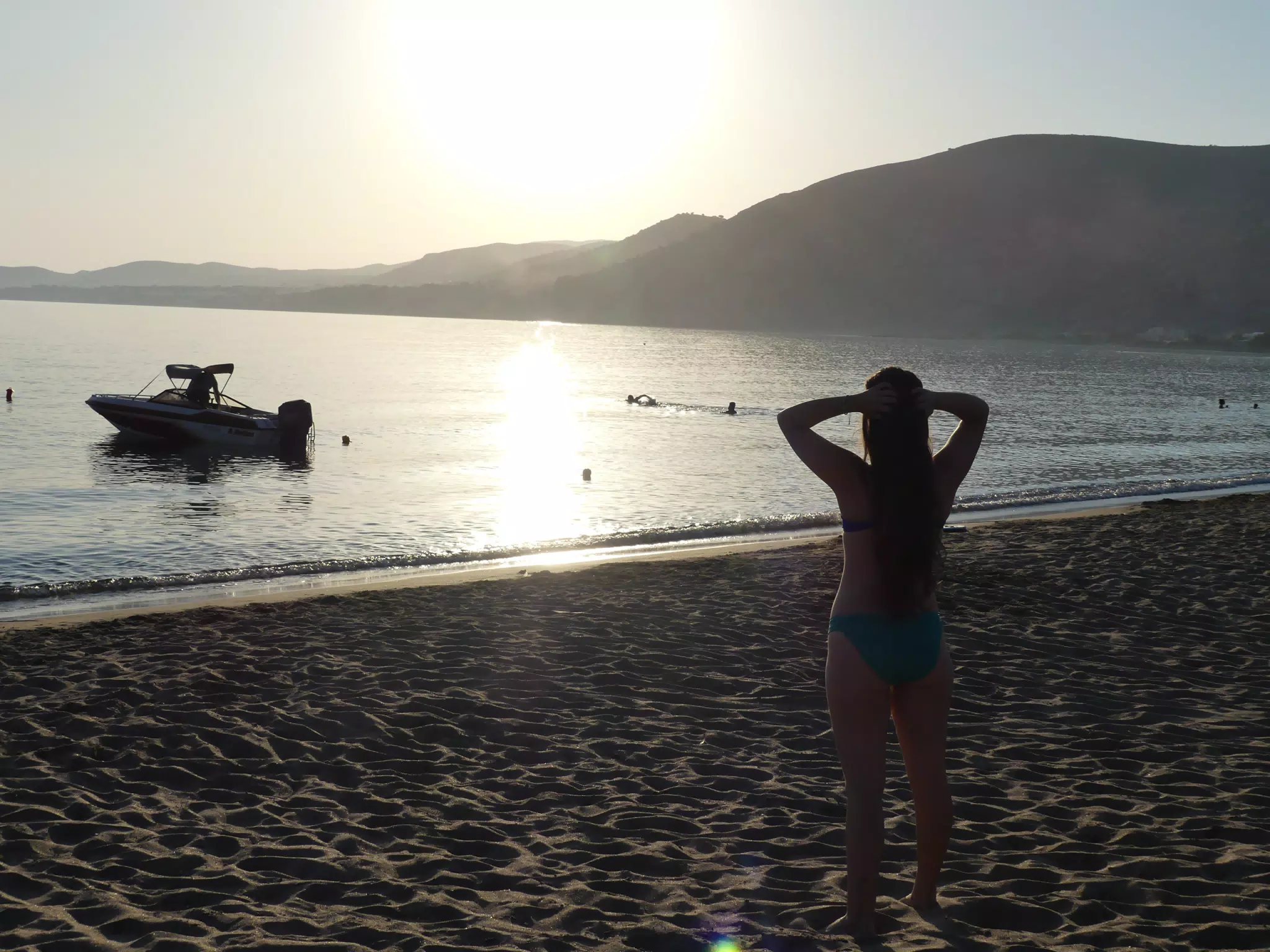 Emily Watching the Sunset from the Beach in Palaiochora, Crete