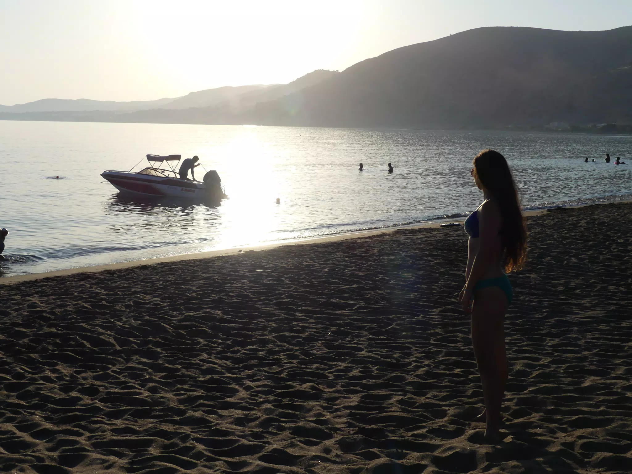 Emily Watching Sunset on Palaiochora Beach