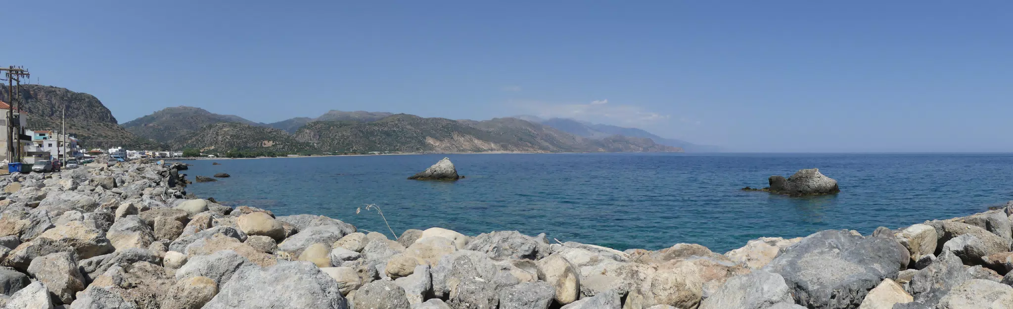 Panorama of Seafront at Palaiochora, Crete, Greece