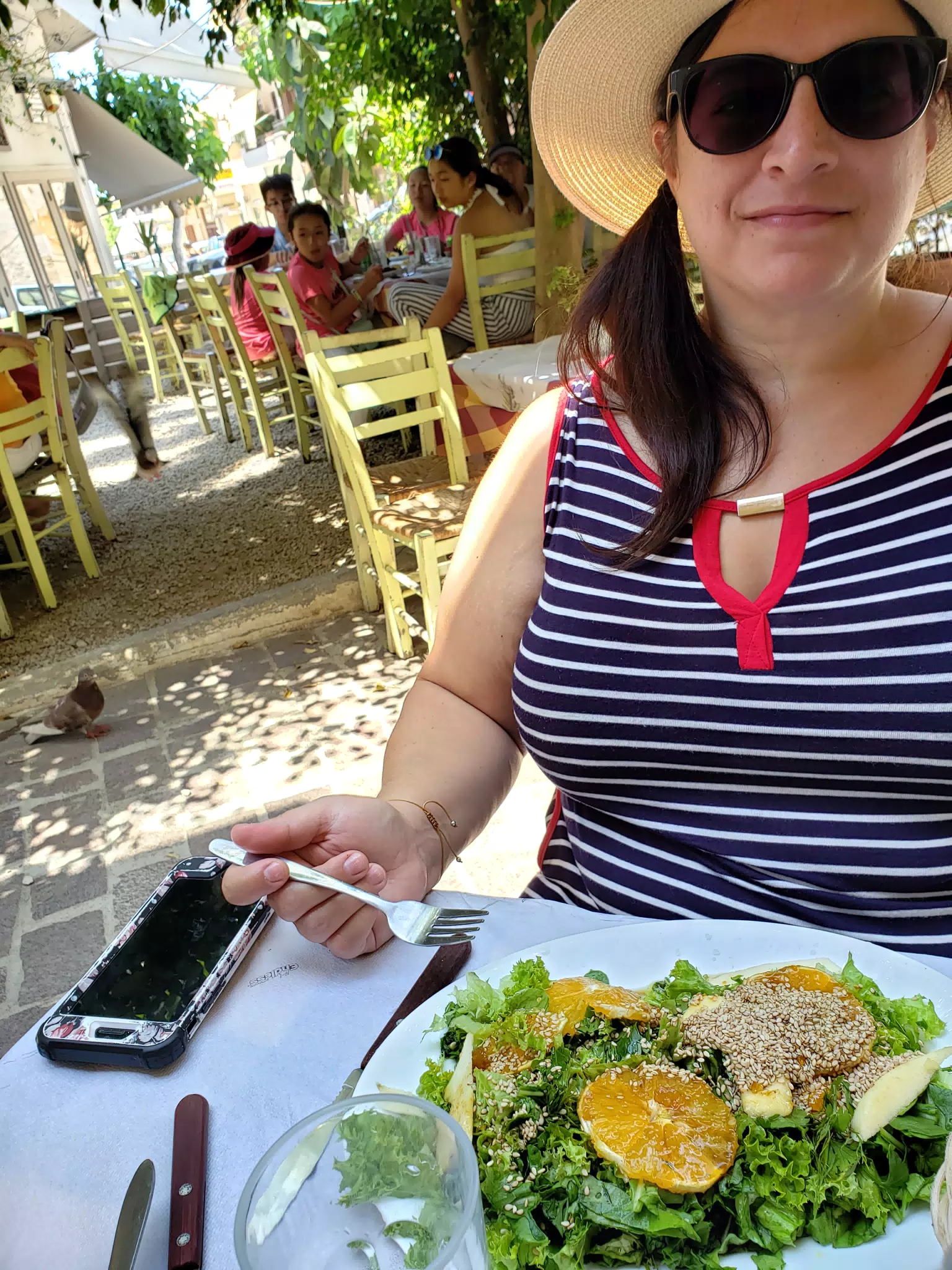 Dominica Eating a Salad in Chania