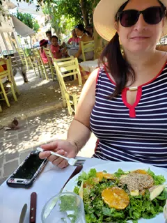 Dominica Eating a Salad in Chania